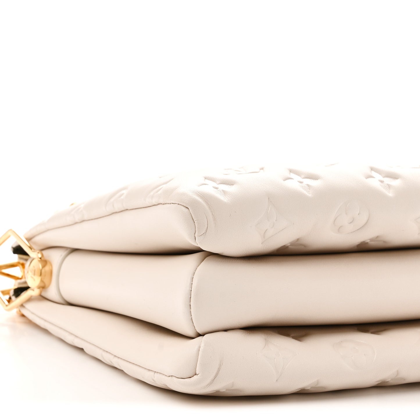 Lambskin Embossed Monogram Coussin PM Beige Cream