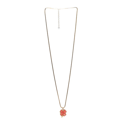 Chanel Four Leaf Clover Pendant Necklace Orange Gold 3 of 4