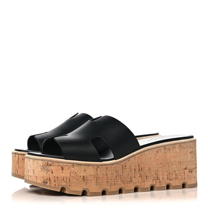 Hermes Calfskin Cork Eze 30 Sandals 39 Black 3 of 9