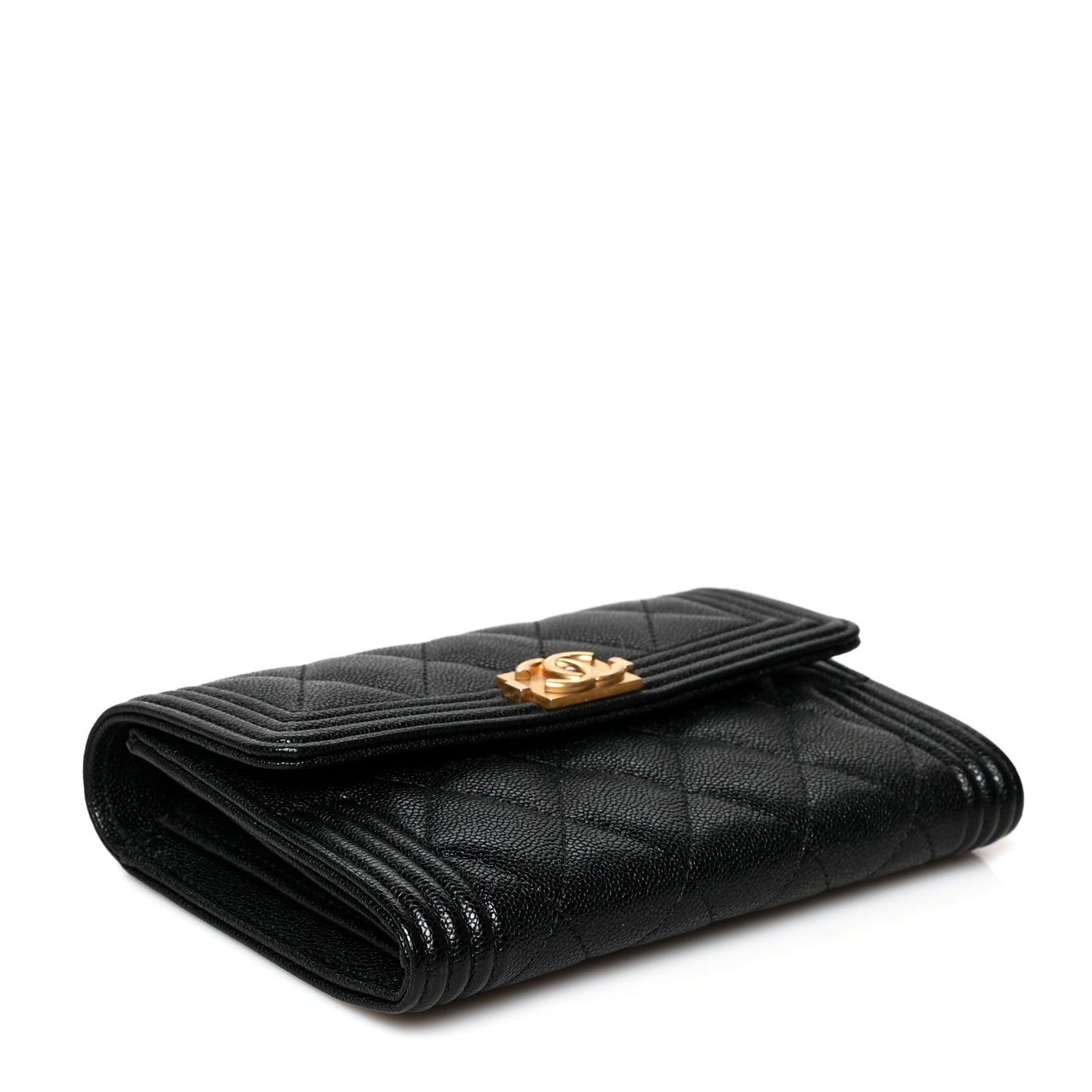 Caviar Quilted Medium Boy Flap Wallet Black