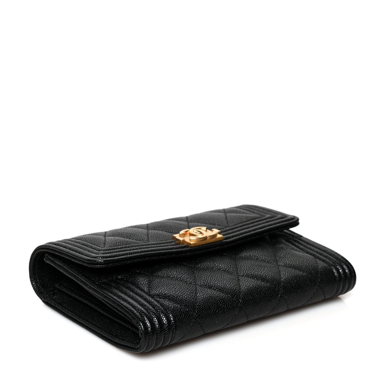 Chanel Caviar Quilted Medium Boy Flap Wallet Black 4 of 9