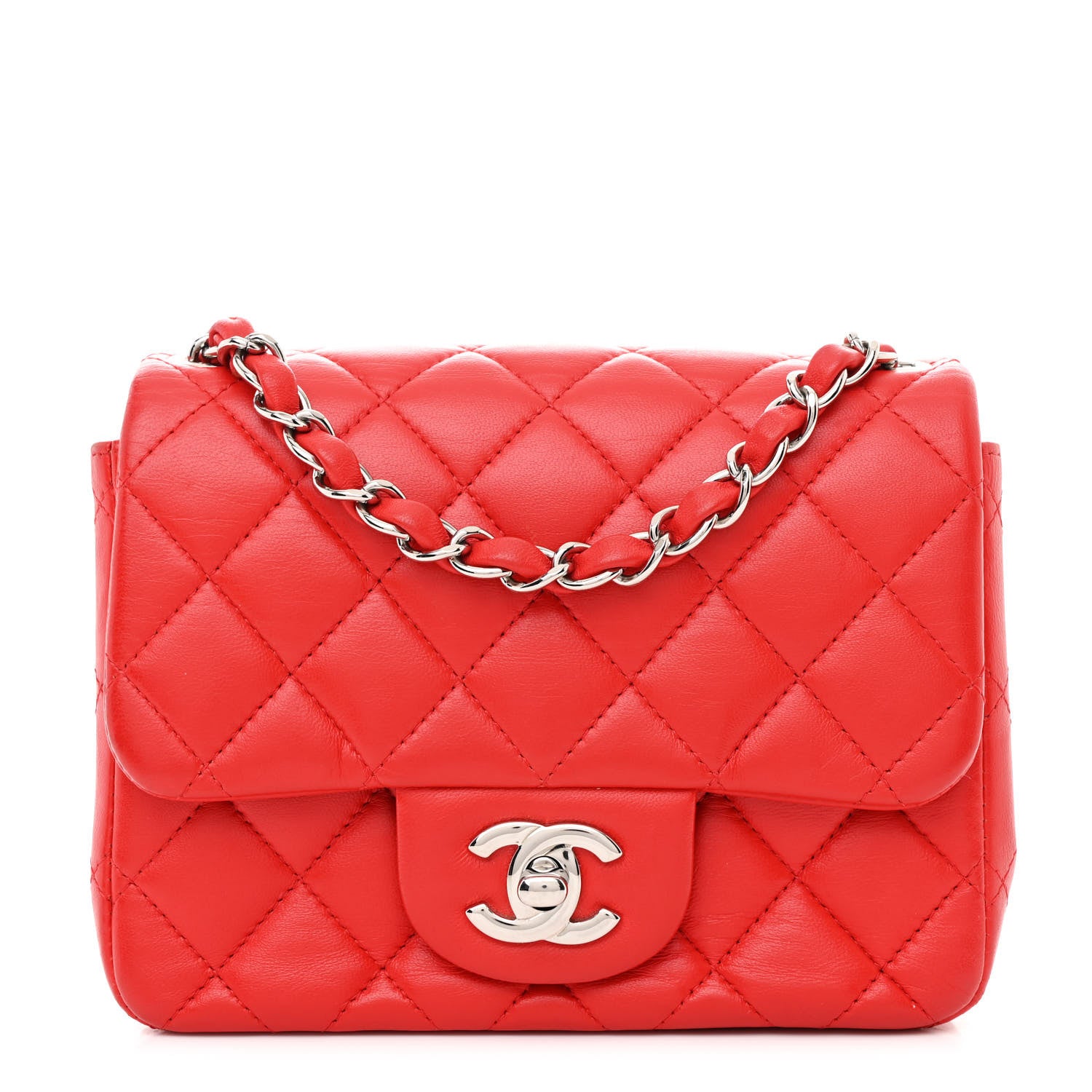 Chanel Lambskin Quilted Mini Square Flap Red 1 of 11
