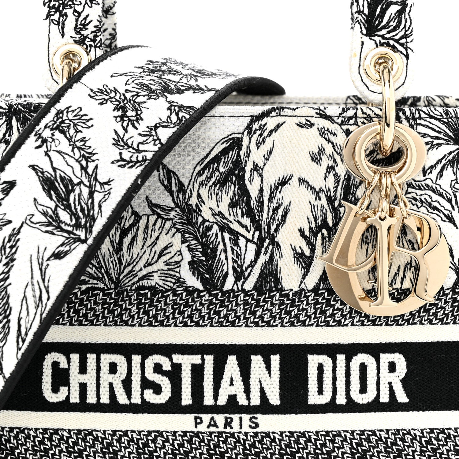 Christian Dior Toile de Jouy Voyage Embroidered Medium Lady D-Lite White Multicolor 8 of 11