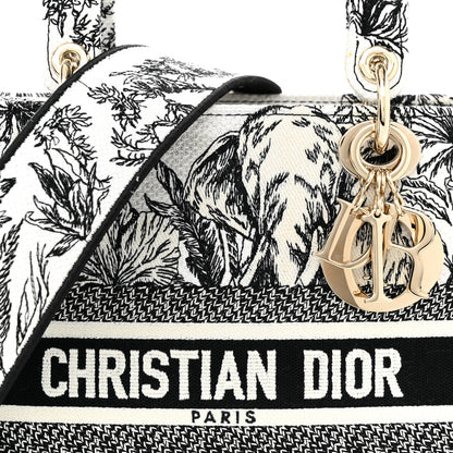 Christian Dior Toile de Jouy Voyage Embroidered Medium Lady D-Lite White Multicolor 8 of 11