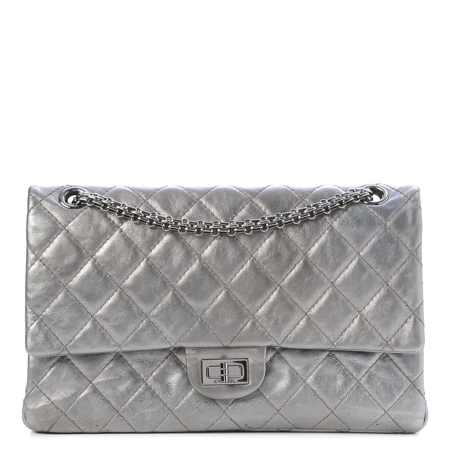 Chanel Metallic Aged Calfskin Quilted 2.55 Reissue 226 Flap Dark Silver 1 of 7