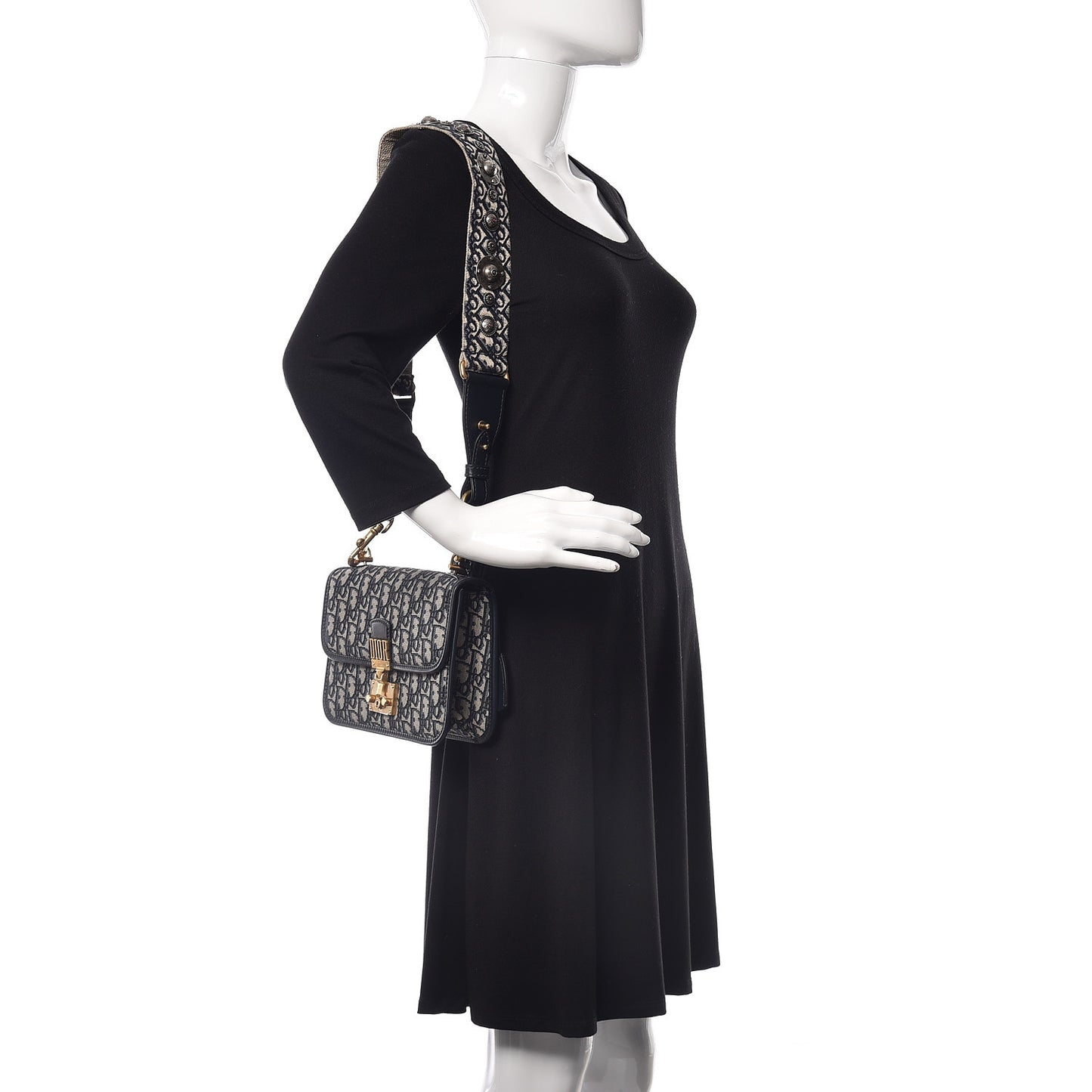 Oblique DiorAddict Flap Bag Navy Blue