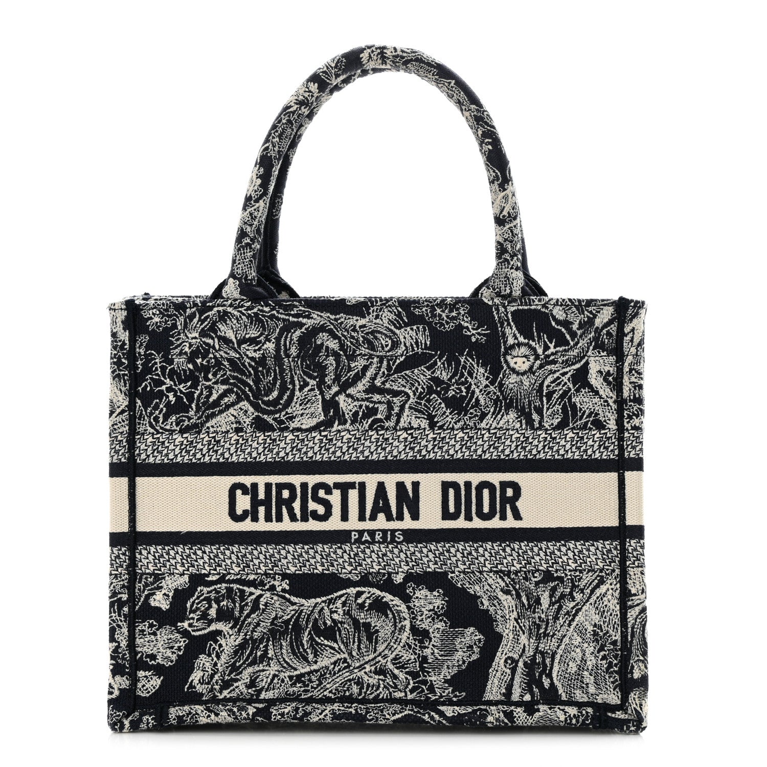 Christian Dior Canvas Embroidered Small Dioriviera Toile De Jouy Book Tote Blue 1 of 12