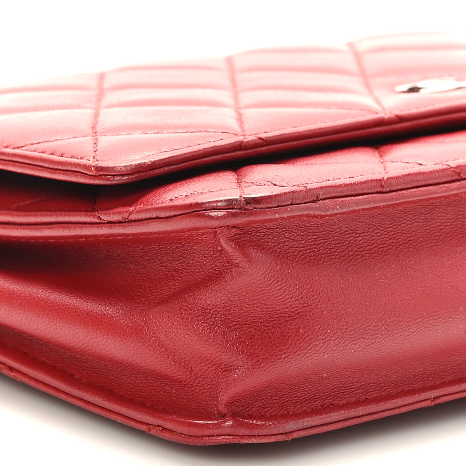 Chanel Lambskin Quilted Wallet On Chain WOC Red 9 of 11