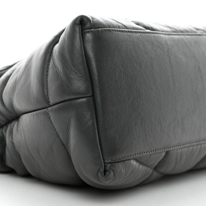 Saint Laurent Calfskin Quilted Medium Loulou Puffer Monogram Chain Satchel Storm 9 of 10