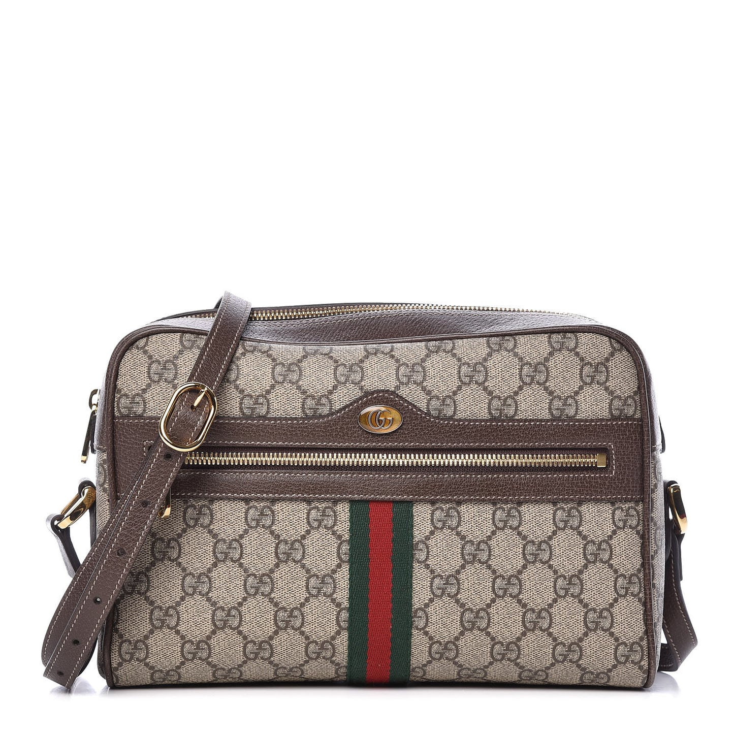GG Supreme Monogram Web Small Ophidia Shoulder Bag Brown