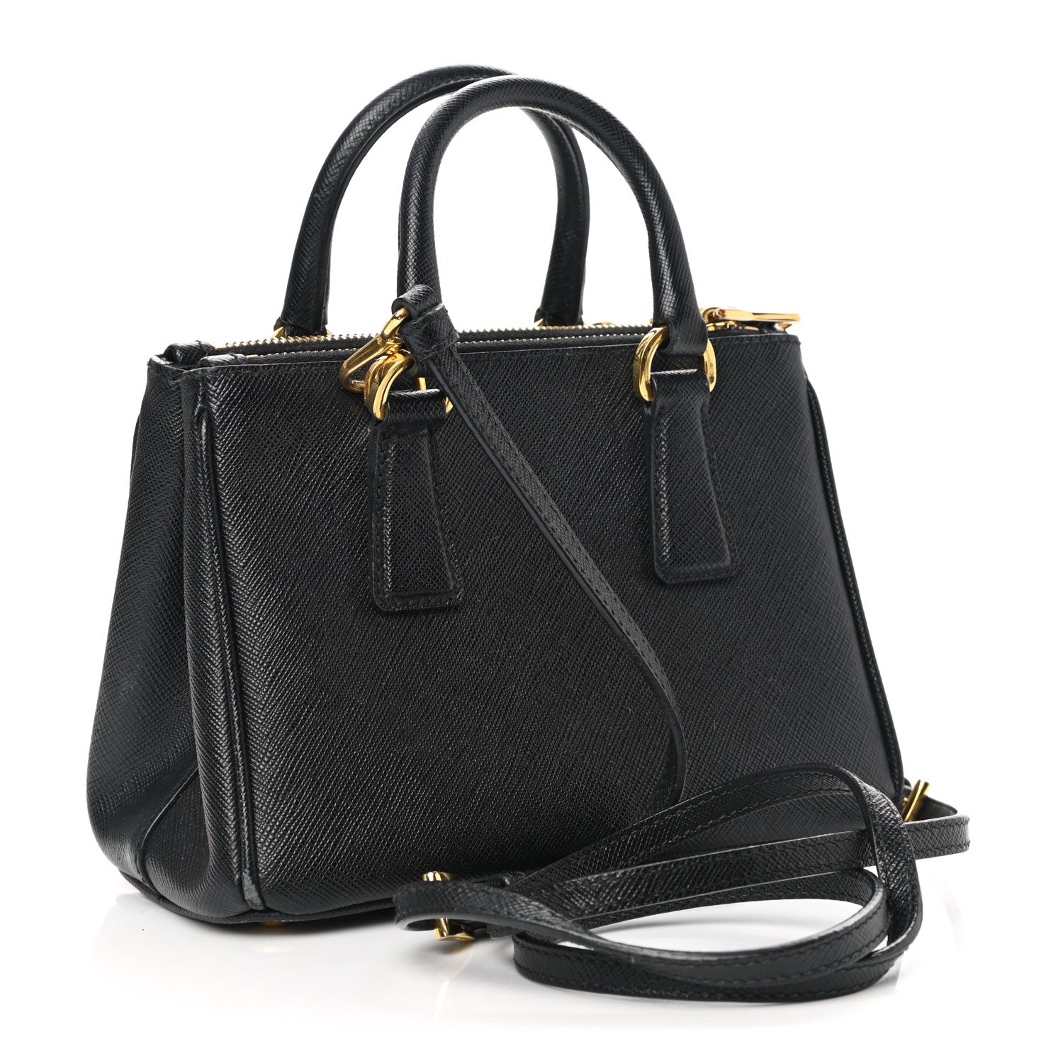 Prada Saffiano Lux Micro Galleria Double Zip Tote Black 3 of 10