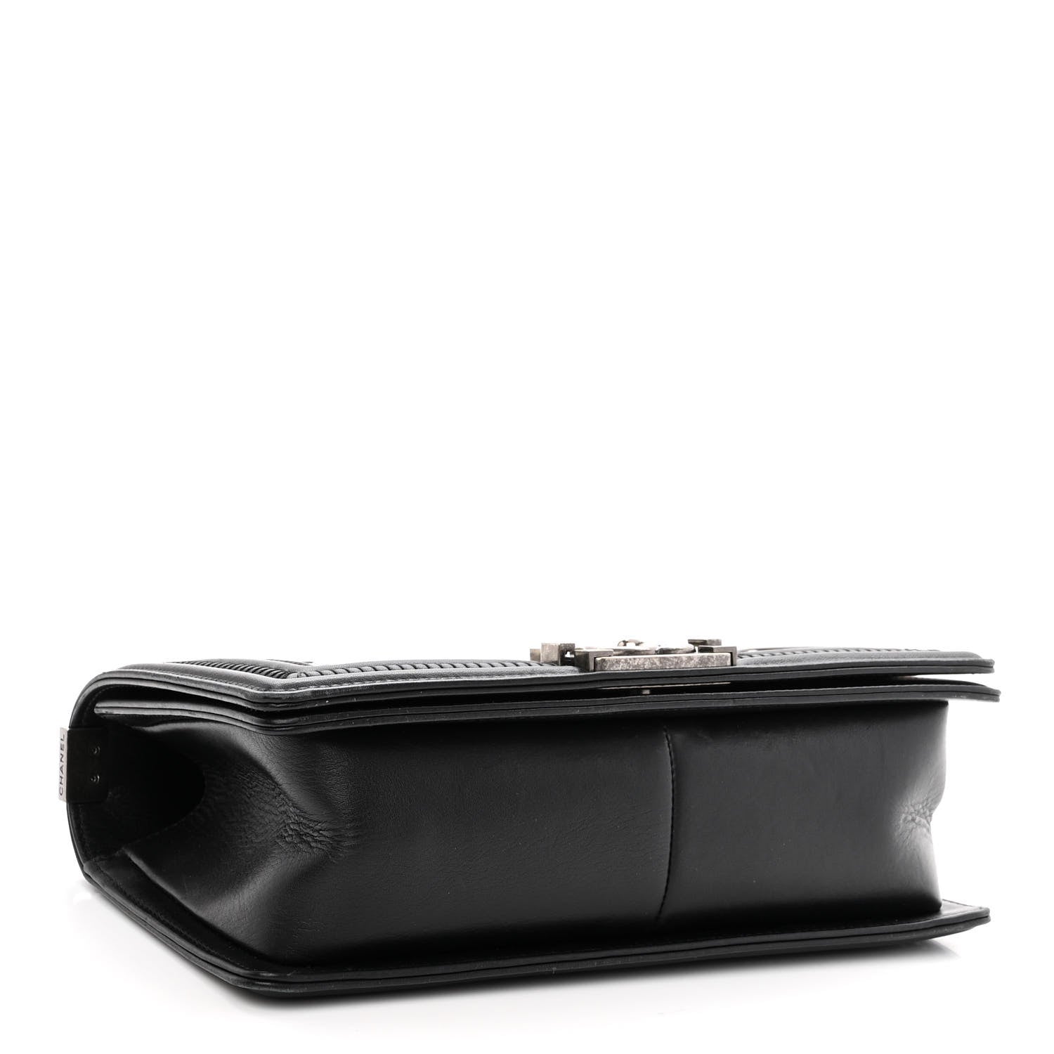 Chanel Calfskin Woven Medium Boy Flap Black White 4 of 11