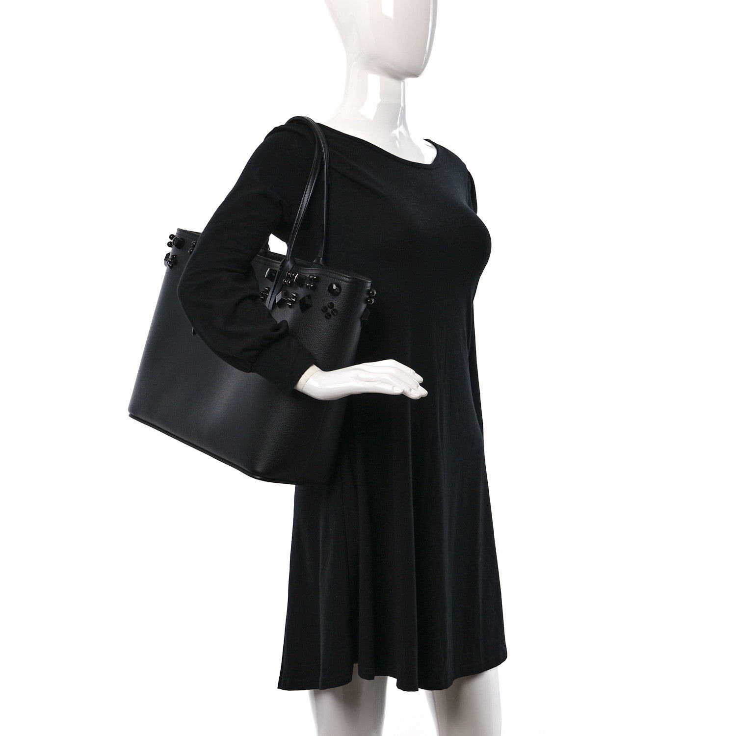 Christian Louboutin Calfskin Empire Spike Studded East West Cabata Tote Black 2 of 10