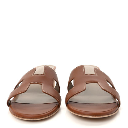 Hermes Calfskin Oasis Sandals 41.5 Gold 2 of 9