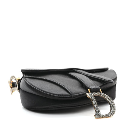 Christian Dior Satin Crystal Mini Saddle Bag Black 4 of 9