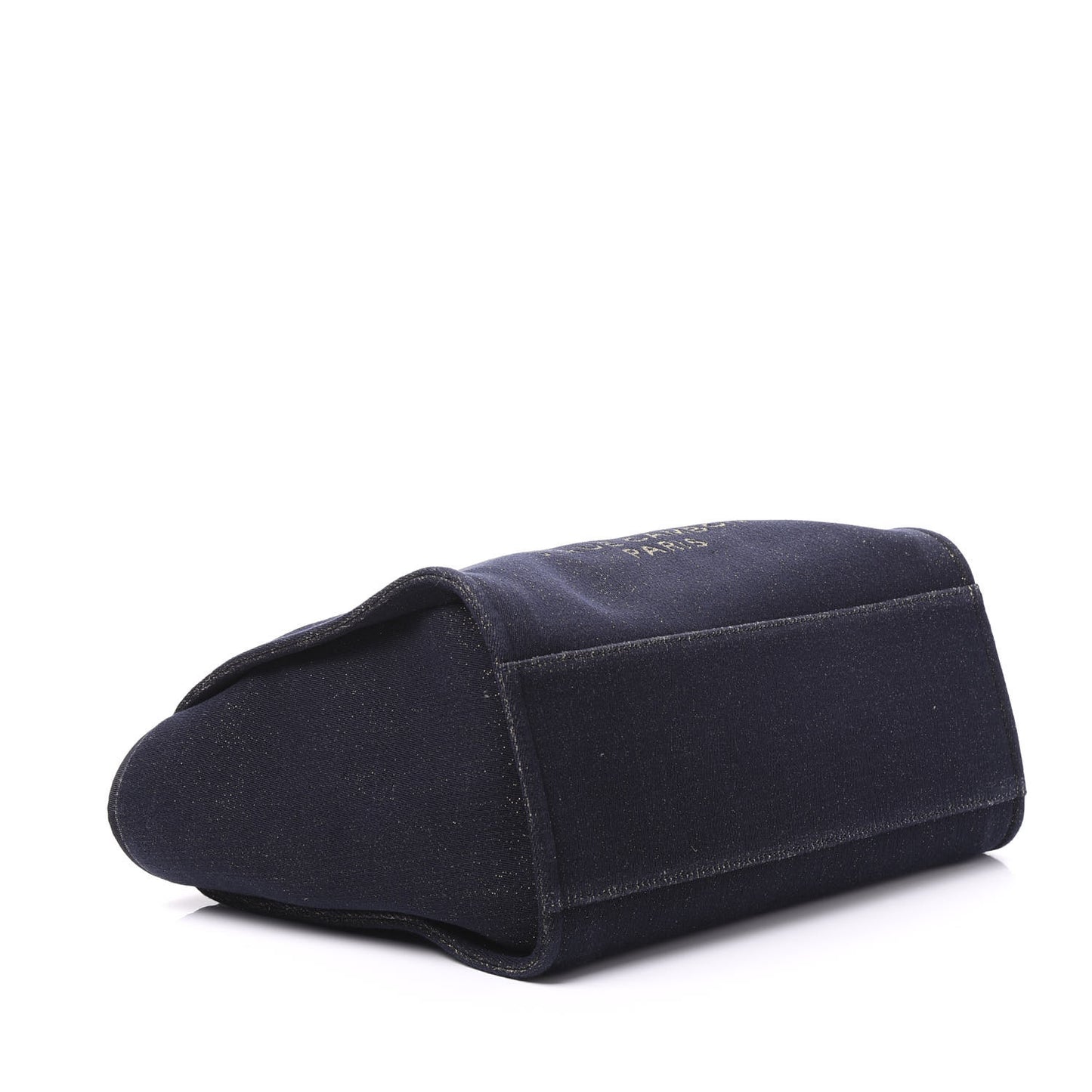 Lurex Canvas Medium Deauville Tote Navy Blue Gold