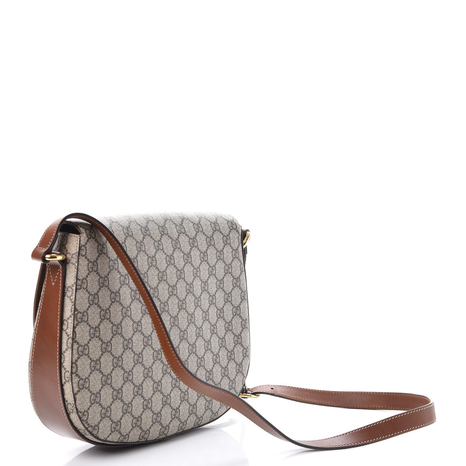 Gucci GG Supreme Monogram Medium Messenger Shoulder Bag Beige Cuir 3 of 7