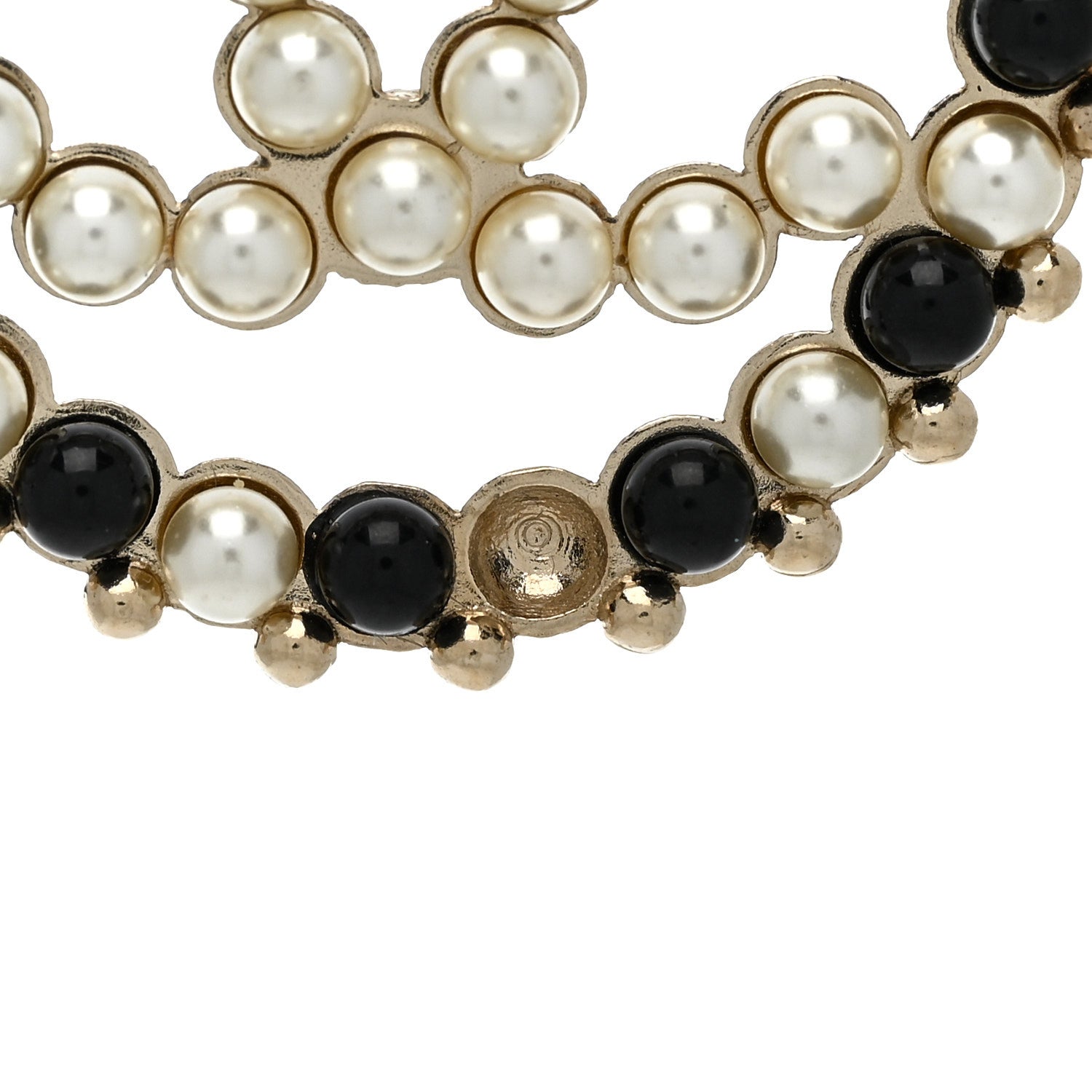 Chanel Resin Pearl CC Earrings Gold Black 6 of 6
