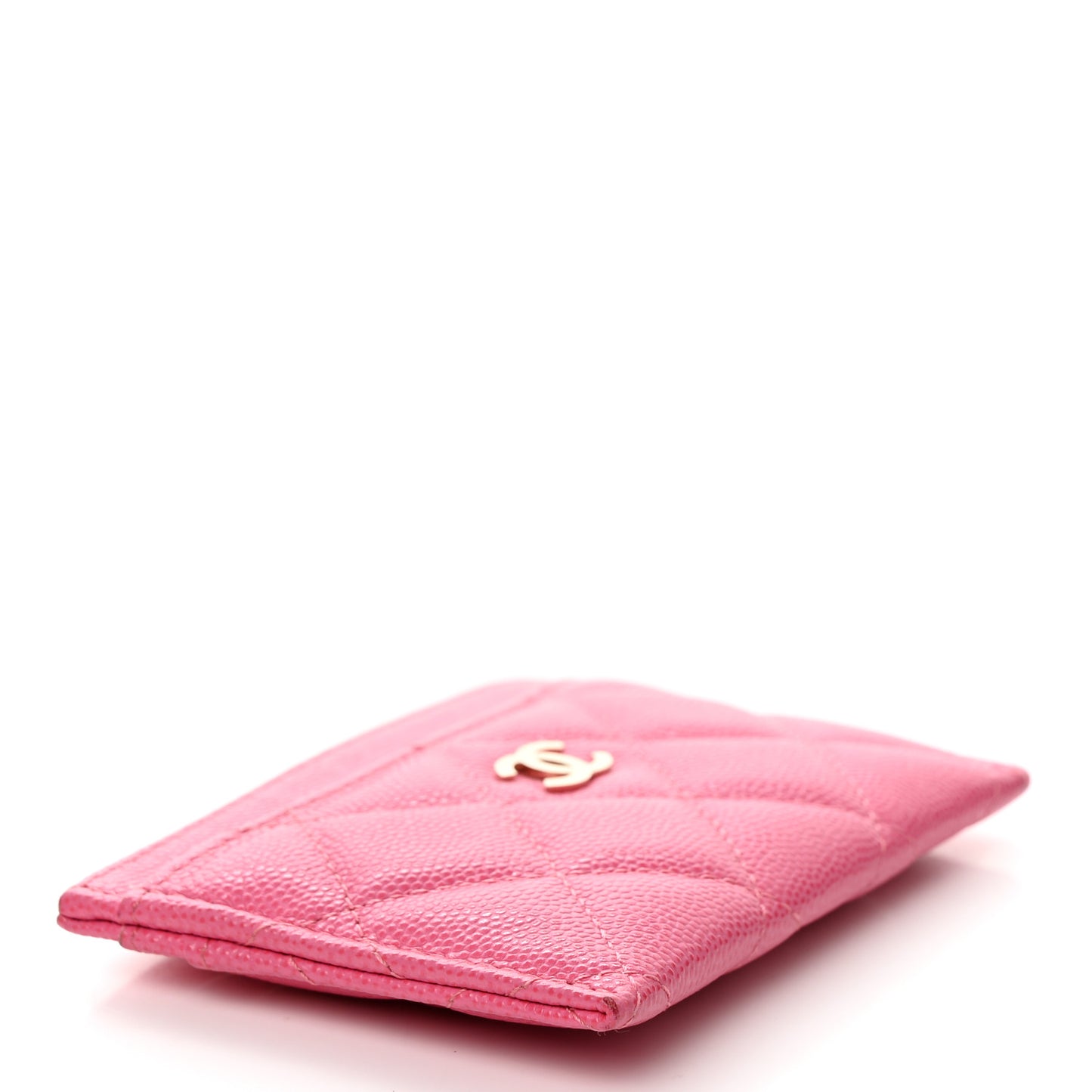 Caviar Quilted Card Holder Fuchsia