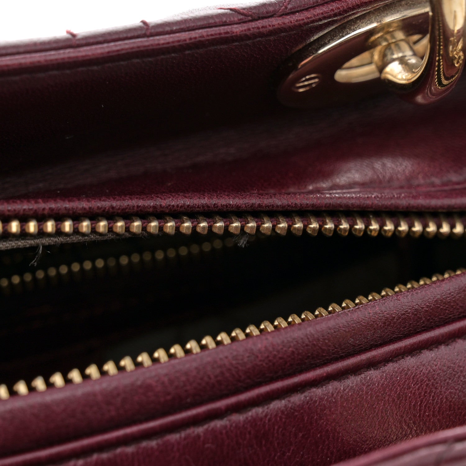 Christian Dior Lambskin Cannage Medium Lady Dior Burgundy 11 of 12