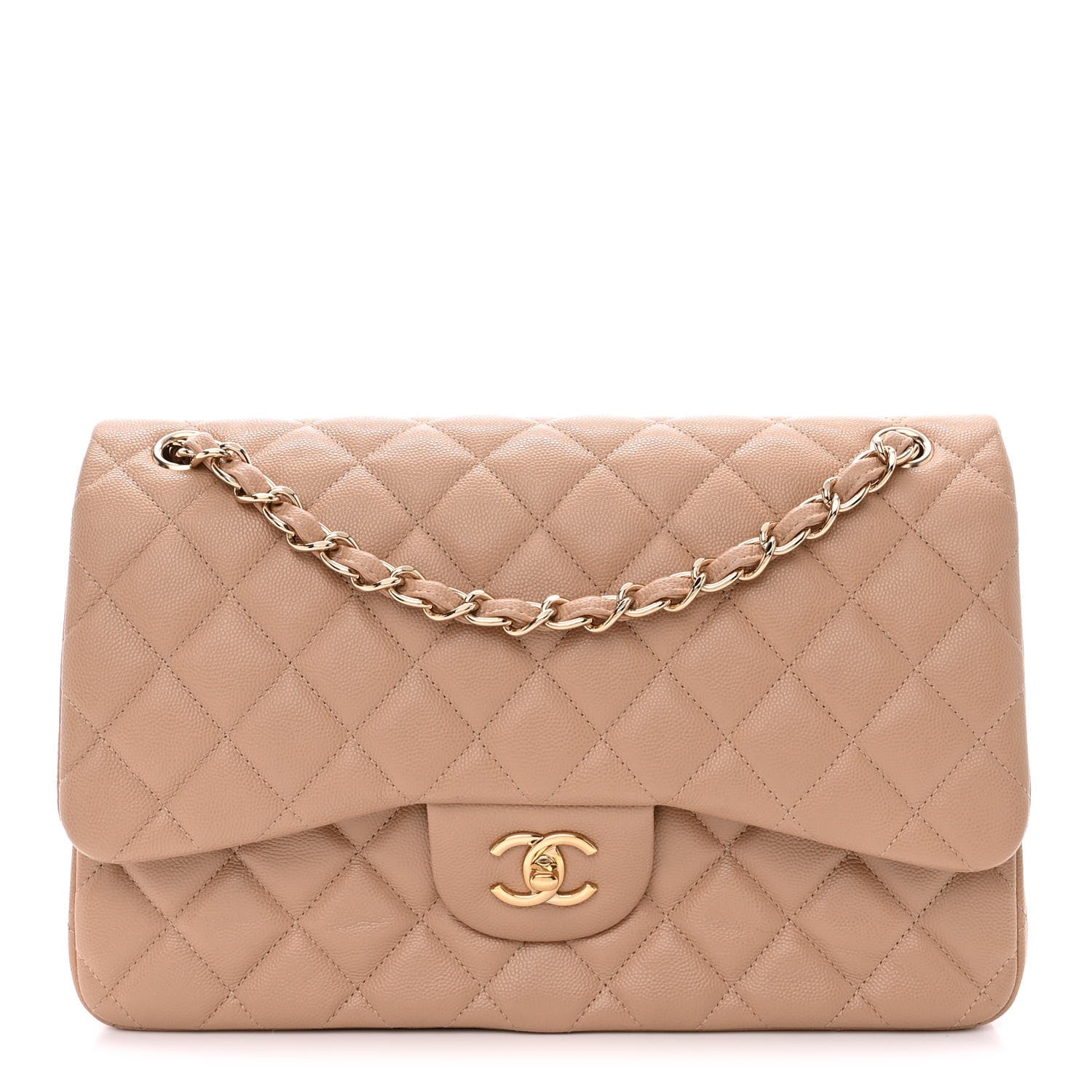 Chanel Caviar Quilted Jumbo Double Flap Beige 1 of 10