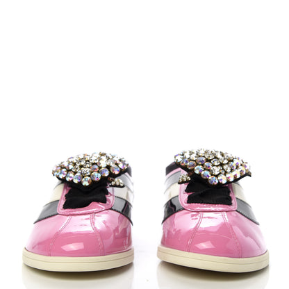 Gucci Patent Calfskin Crystal Womens Web Falacer Sneakers 39 Pink 2 of 11