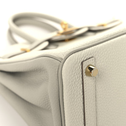 Hermes Togo Horseshoe Birkin 25 Craie Gris Tourterelle 9 of 13