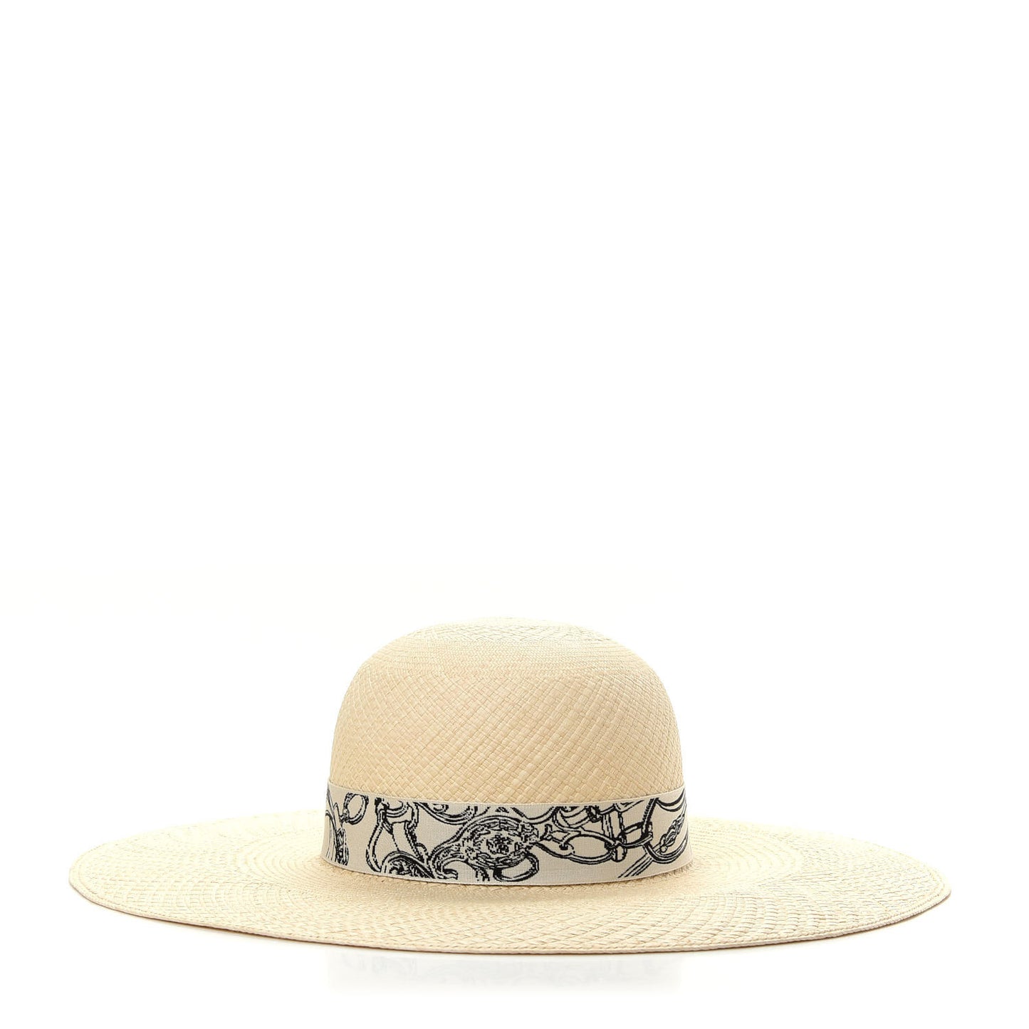 Straw Brides De Gala Panama Hat 57 Naturel Ecru Black