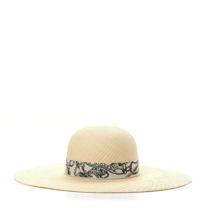 Hermes Straw Brides De Gala Panama Hat 57 Naturel Ecru Black 3 of 9