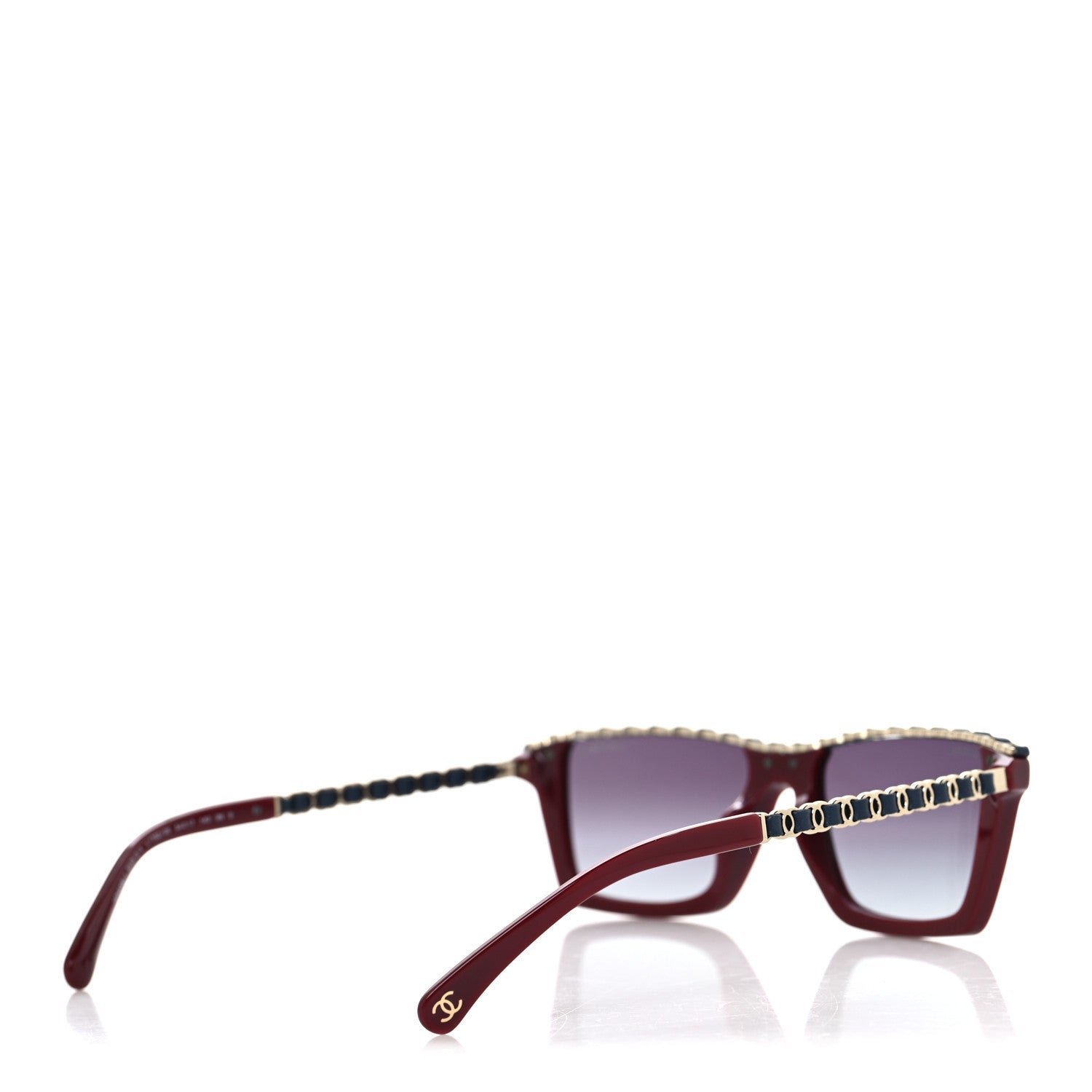 Chanel Acetate Metal Calfskin CC Square Sunglasses 5548-Q-A Burgundy 4 of 7