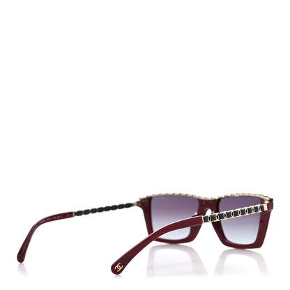 Chanel Acetate Metal Calfskin CC Square Sunglasses 5548-Q-A Burgundy 4 of 7