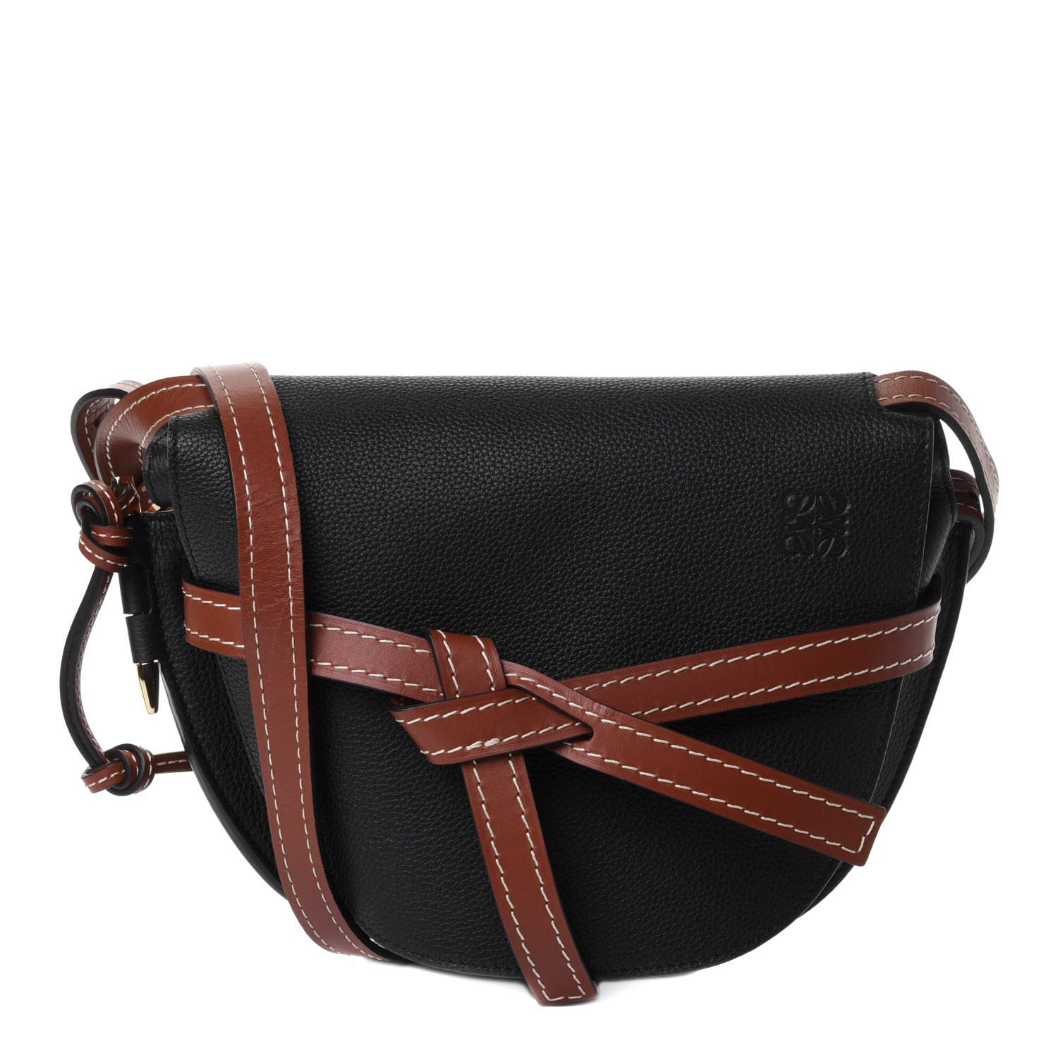 Loewe Grained Calfskin Small Gate Crossbody Bag Pecan Black 1 of 5
