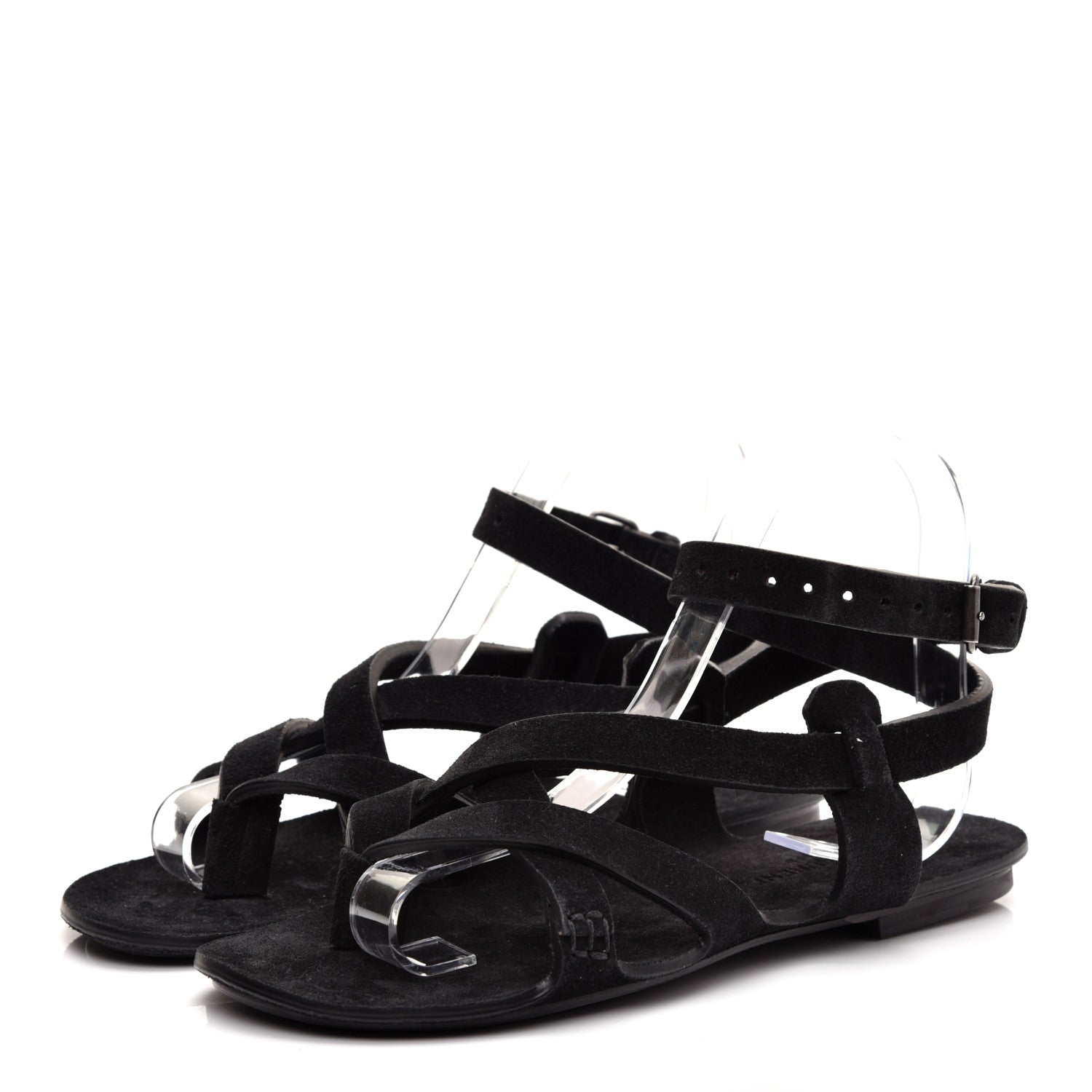 Saint Laurent Suede Culver Flat Sandals 38 Black 3 of 7