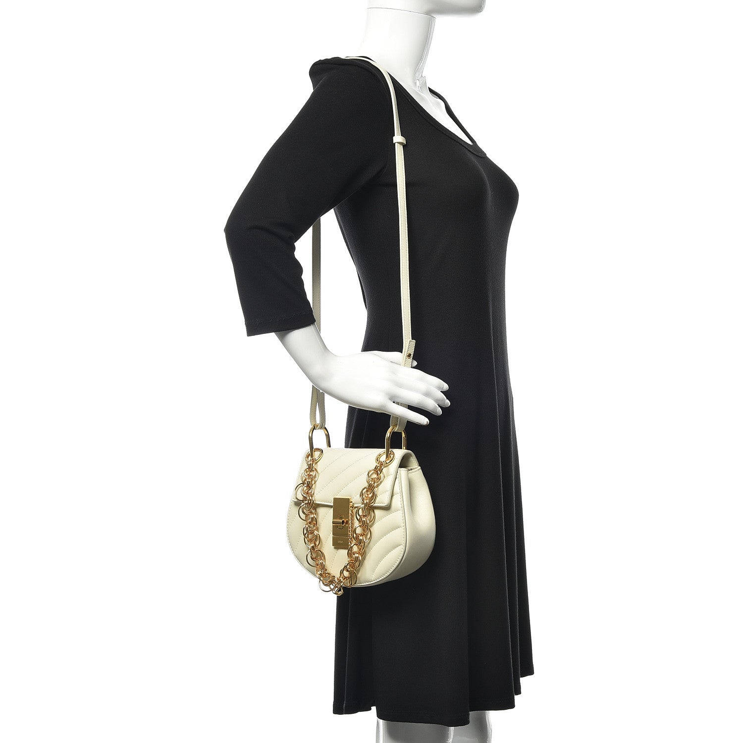 Chloe Calfskin Quilted Mini Drew Bijou Shoulder Bag Natural White 2 of 10