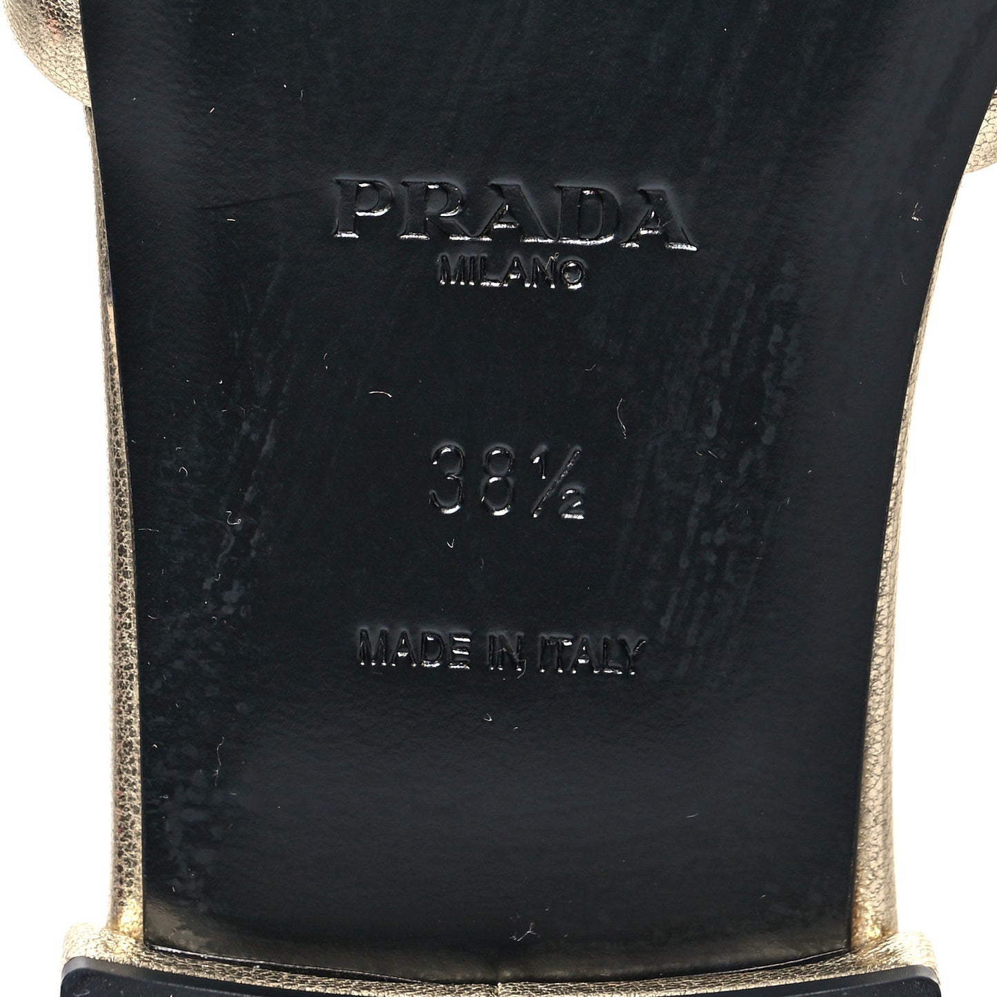 Metallic Nappa Logo Quilted 10mm Slide Sandals 38.5 Pirite