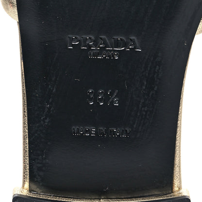 Prada Metallic Nappa Logo Quilted 10mm Slide Sandals 38.5 Pirite 6 of 7