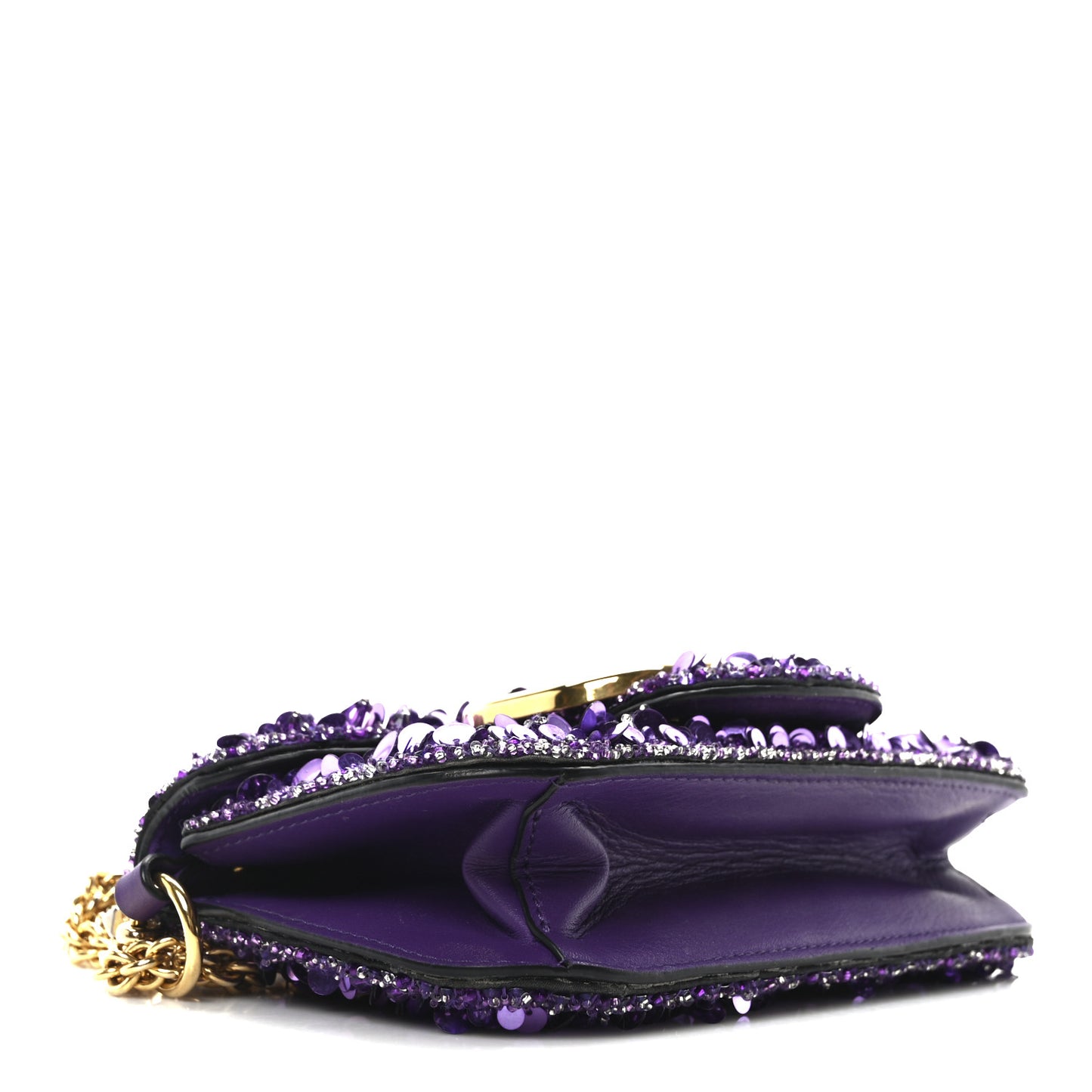 Sequin Crystal Vlogo Embroidered Small Loco Shoulder Bag Astral Purple