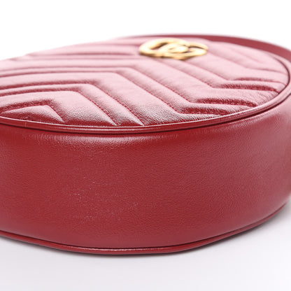 Gucci Glazed Calfskin Matelasse Heart Mini GG Marmont Round Shoulder Bag Romantic Cerise 9 of 9