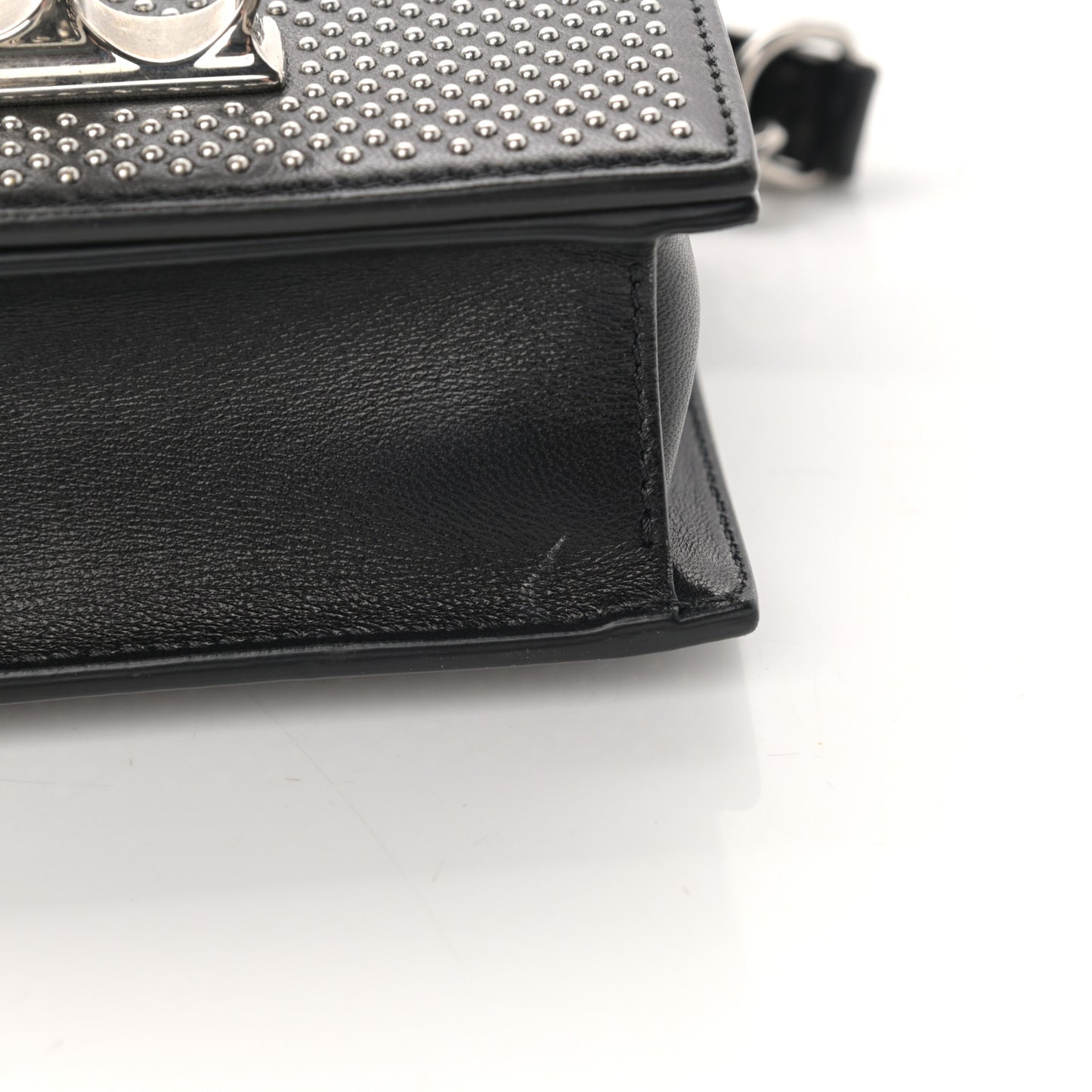 Calfskin Studded Jeweled Satchel Black
