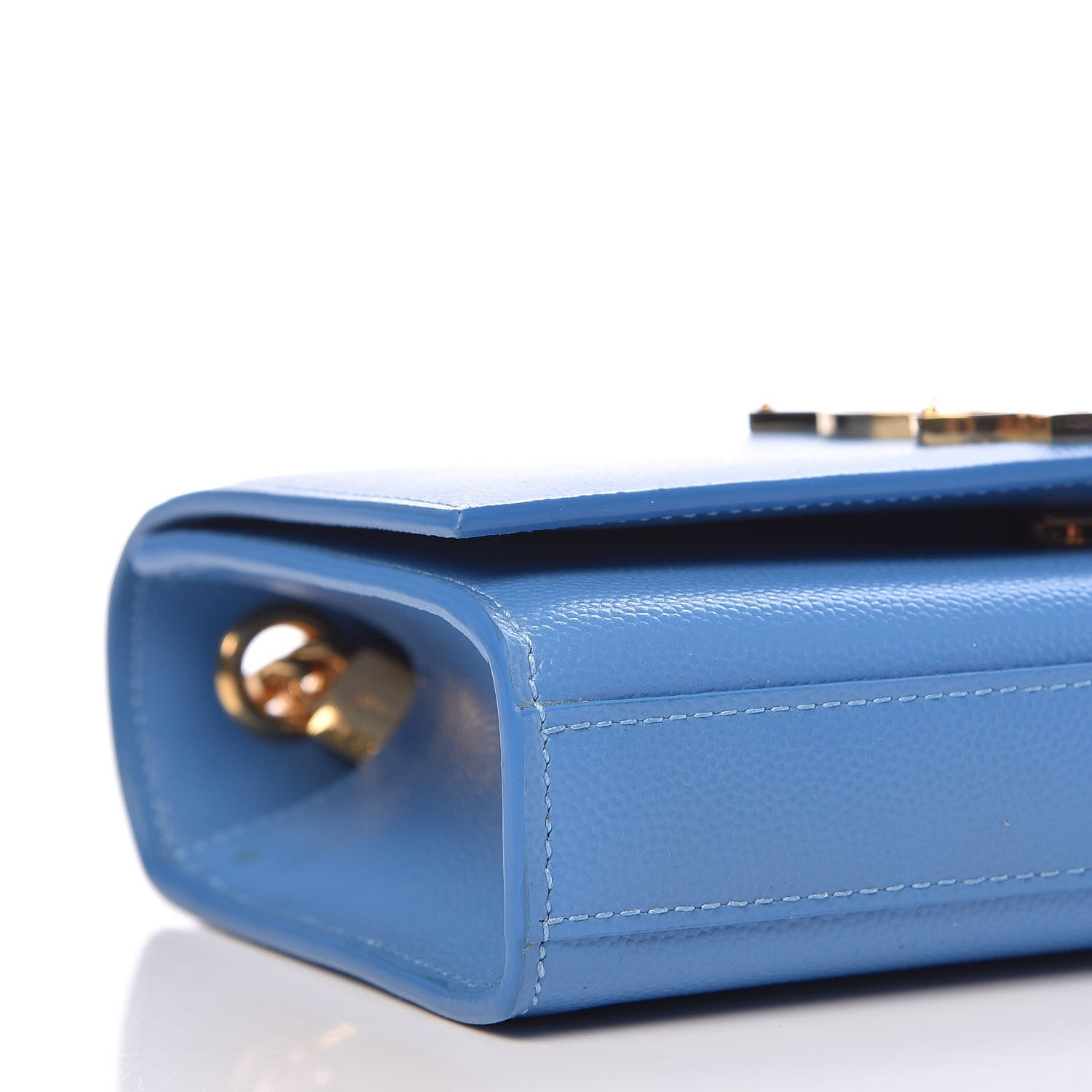 Saint Laurent Grain De Poudre Small Classic Monogram Kate Satchel Blue Clair 7 of 10