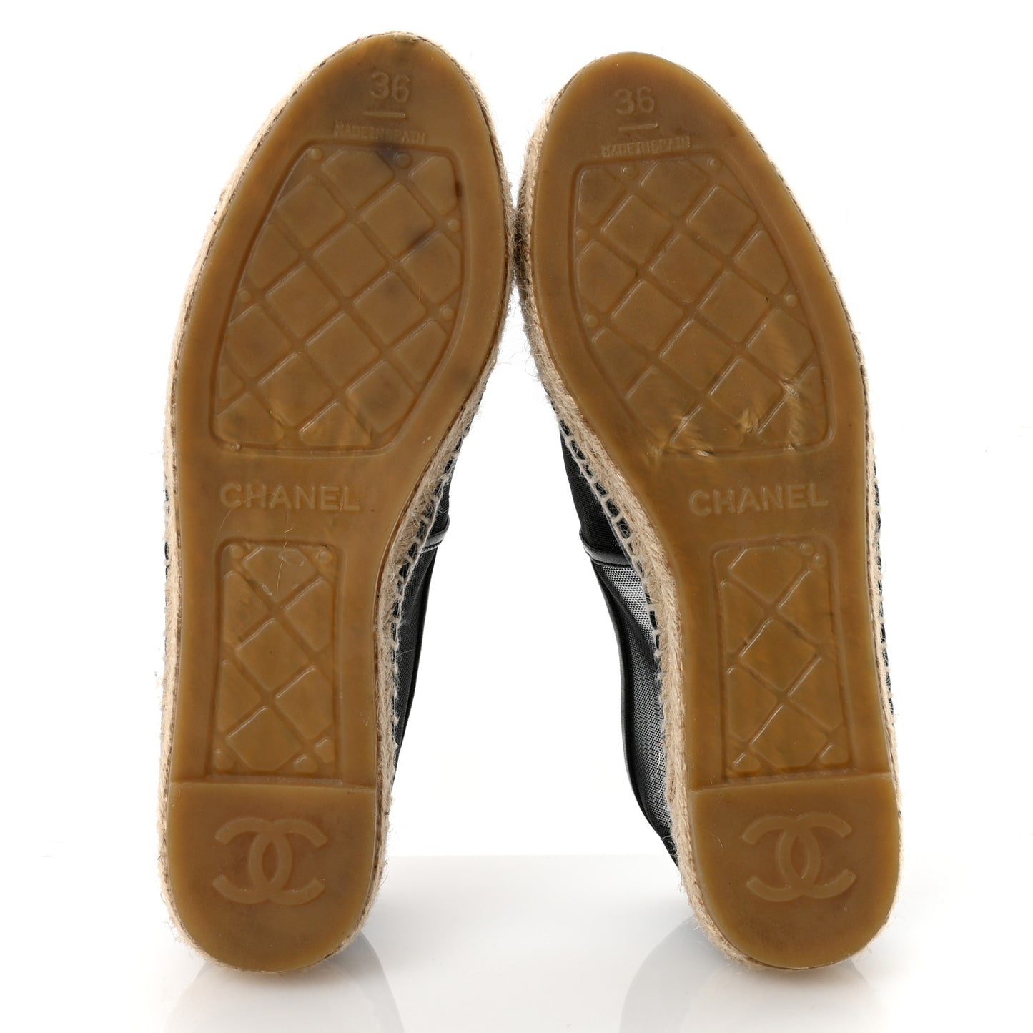 Mesh Grosgrain CC Espadrilles 36 Black