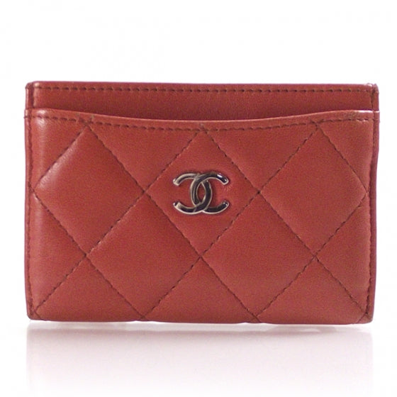 Lambskin Business Card Holder Salmon