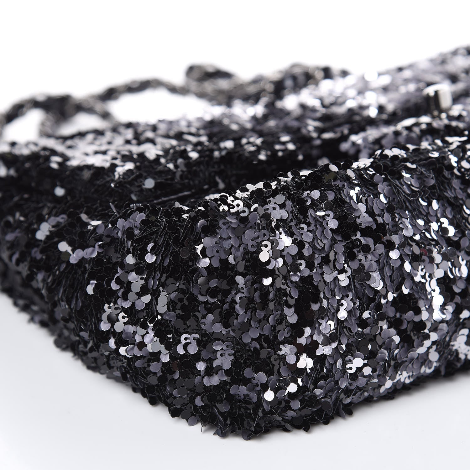 Chanel Sequin Medium Single Flap Silver Black 8 of 11