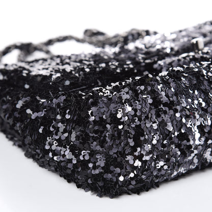 Chanel Sequin Medium Single Flap Silver Black 8 of 11