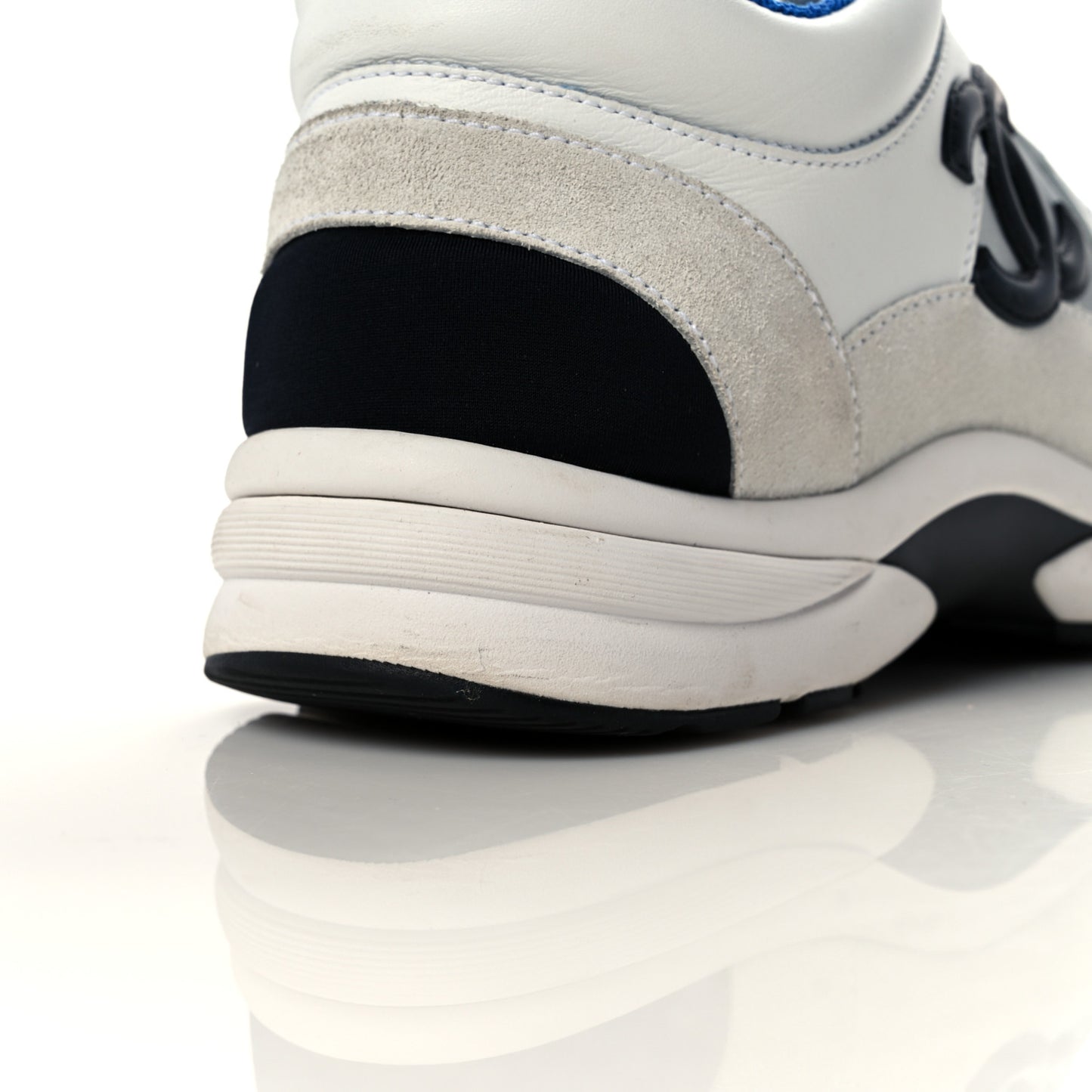 Calfskin Fabric Sneakers 37 White Silver Fluo Blue