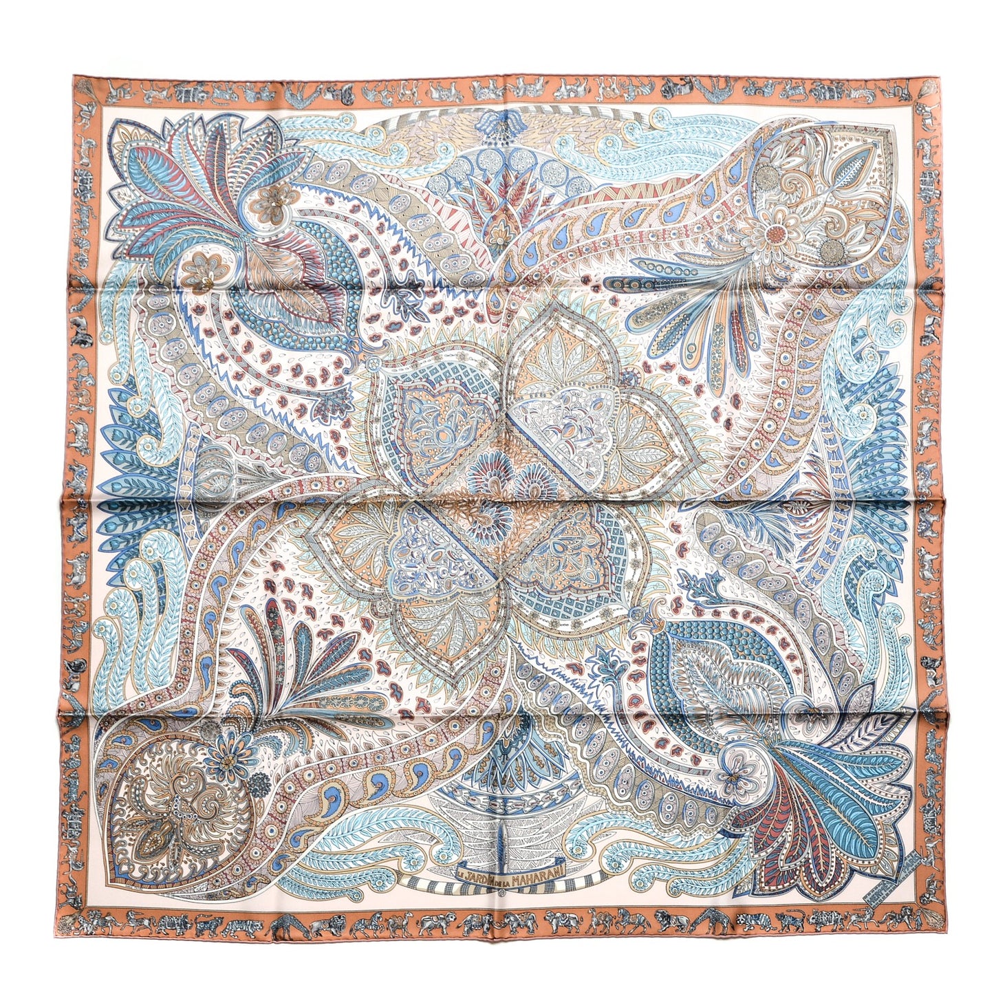 Silk Le Jardin De La Maharani Scarf 90 Rose Pale Aqua Poudre