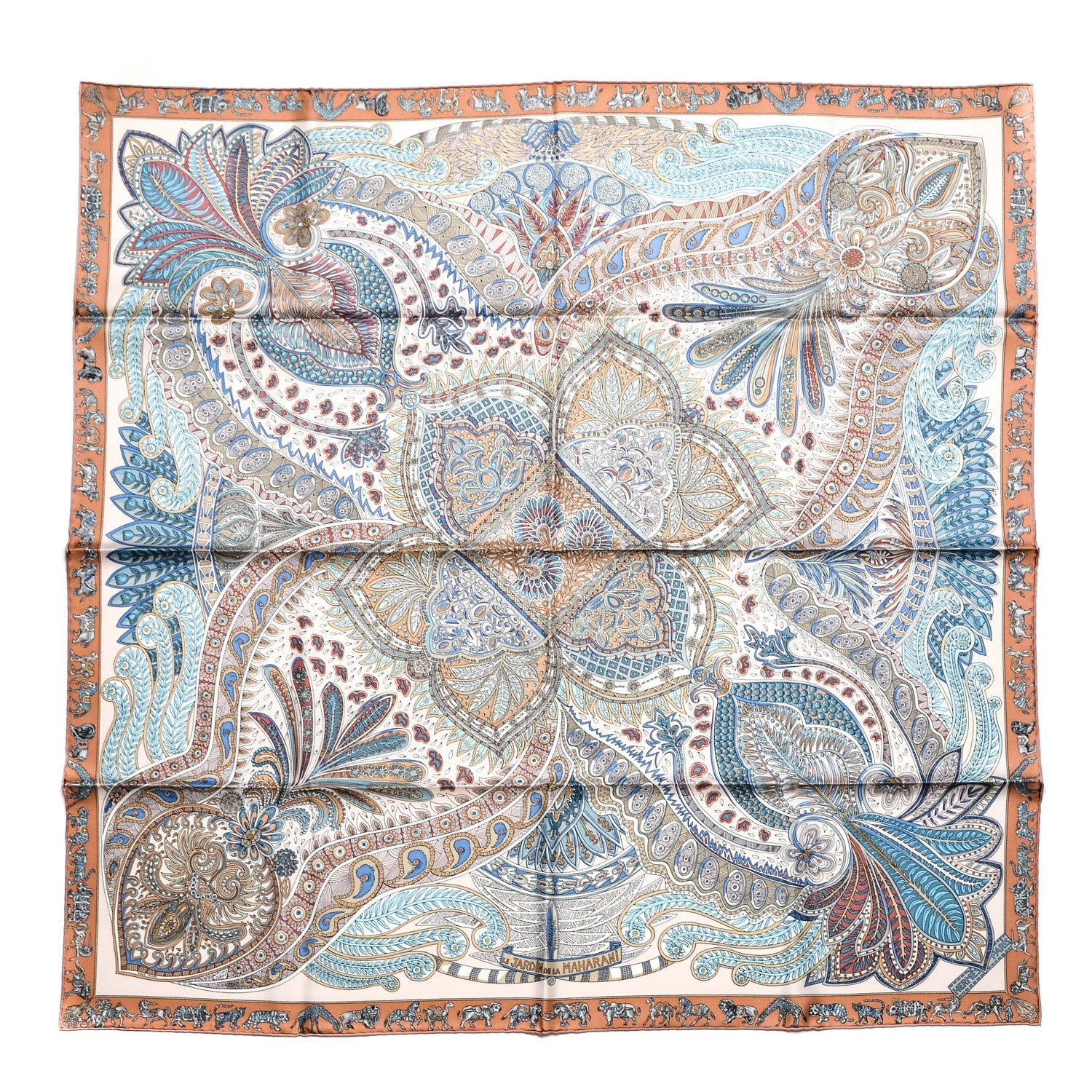 Hermes Silk Le Jardin De La Maharani Scarf 90 Rose Pale Aqua Poudre 1 of 7