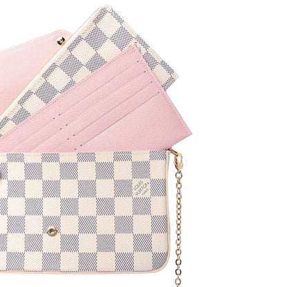 Louis Vuitton Damier Azur Pochette Felicie Chain Wallet Rose Ballerine 6 of 10