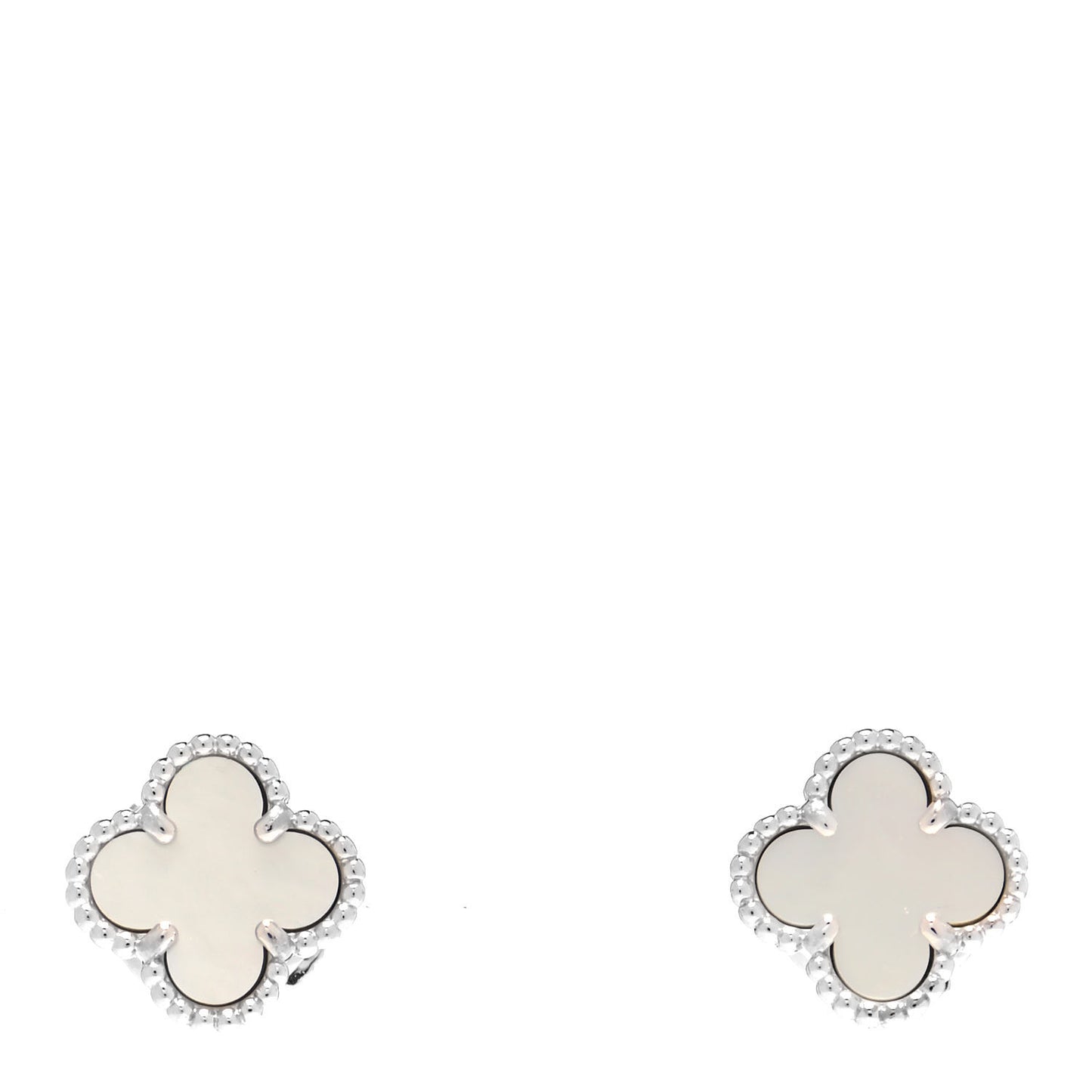 18K White Gold Mother of Pearl Sweet Alhambra Earrings