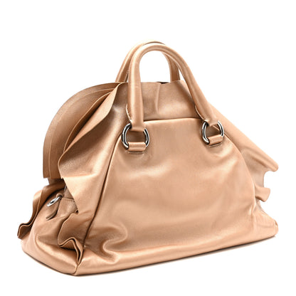 Prada Metallic Nappa Ruffle Bauletto Gold 3 of 9